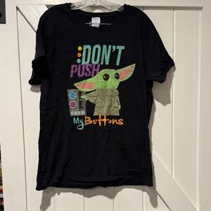 Star Wars Black Tee with Grogu and Colorful Design
